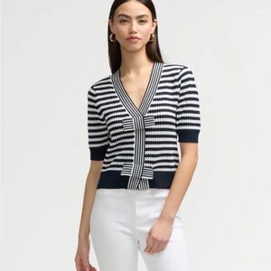 NVLT Navy and White Striped Cardigan